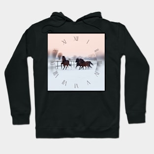 Galloping horses, winter time Hoodie